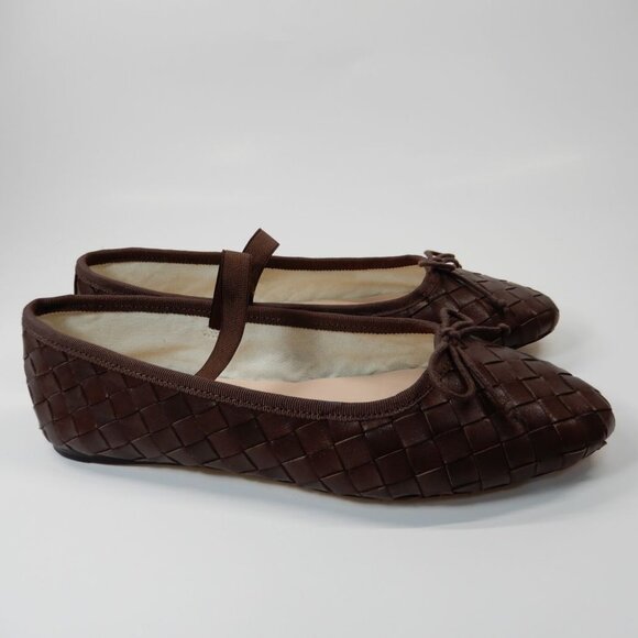 LOEFFLER RANDALL Leonie Woven Ballet Flats Size 6 Espresso Brown Leather NEW - Picture 8 of 15